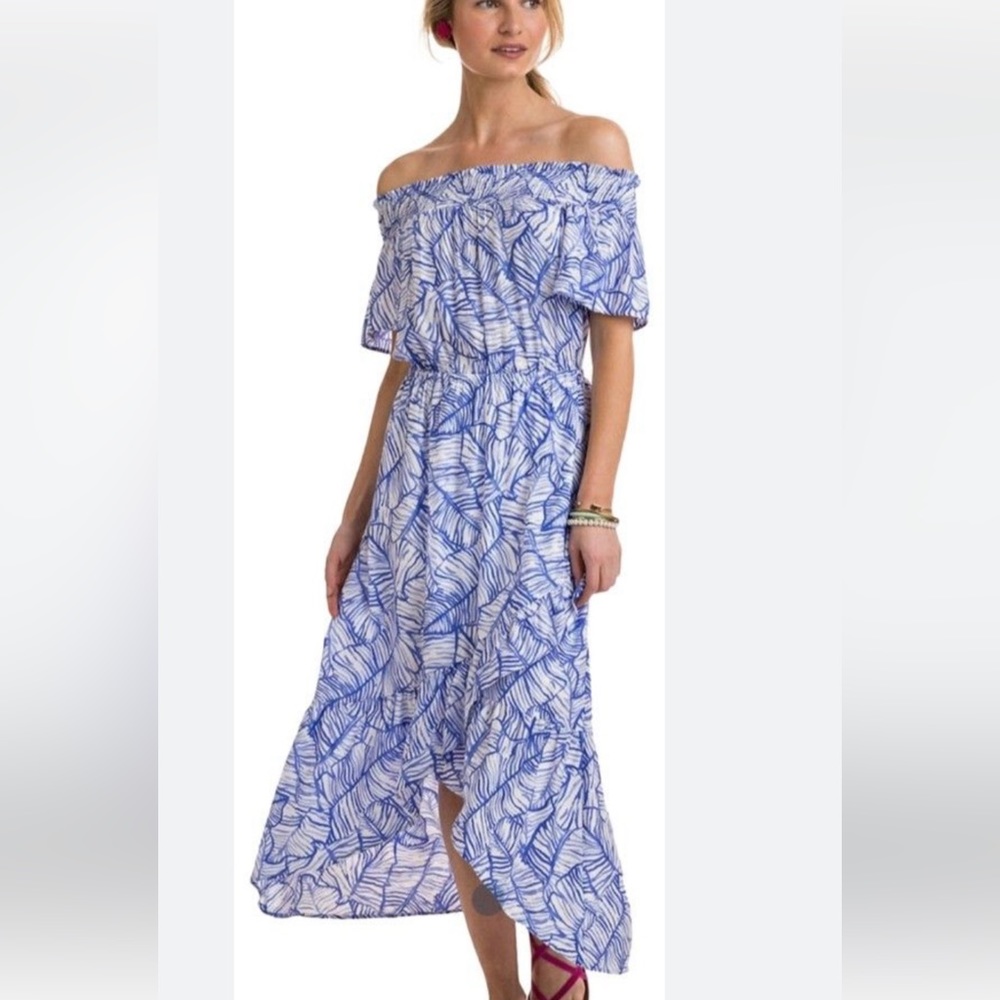 Vinyard Vines high low banana leaf midi dress